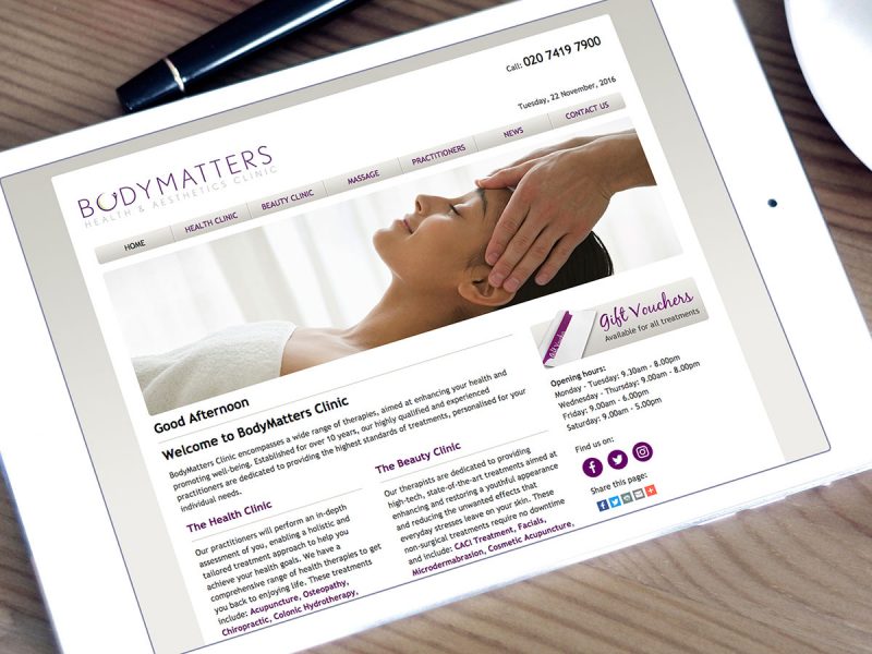 BodyMatters Health Beauty Clinic Website Design